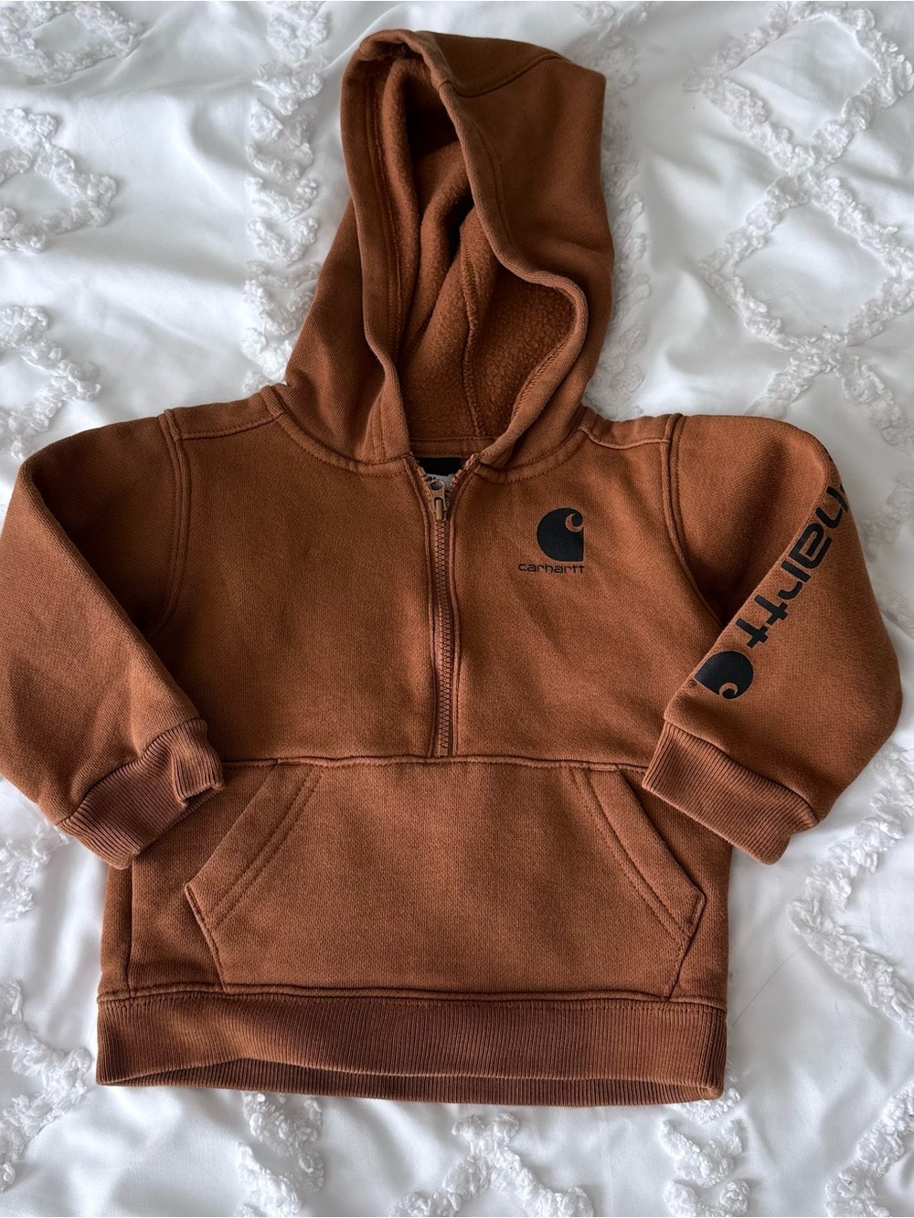 Carhartt Kids Rust Brown Half-Zip Hoodie